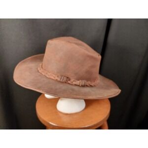 Minnetonka The Outback Hat Brown Genuine Leather Western Cowboy Mens‎ XL